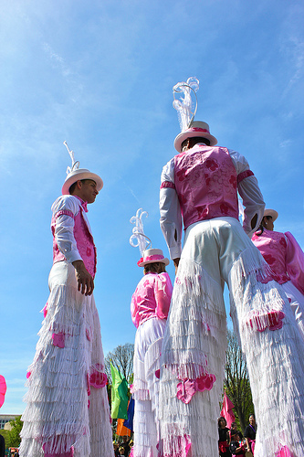 Stilt walking troupe at the 2012 National Cherry Blossom Festival Parade photo of a stilt walking troupe at the 2012 National Cherry Blossom Festival Parade